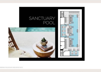 Architectural illustration of Legacy Hotel & Residences' sanctuary pool aquatic experiences.