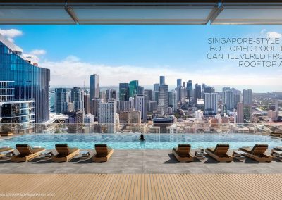 3D rendering sample of the roof top pool at Legacy Hotel & Residences condo.