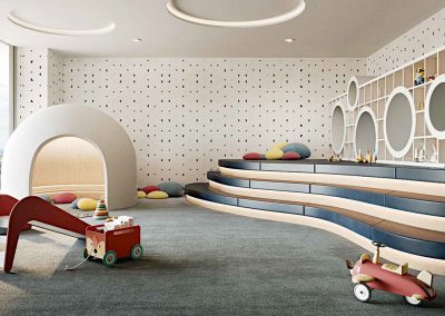 3D rendering sample of the children's playroom at Mr. C Residences condo.